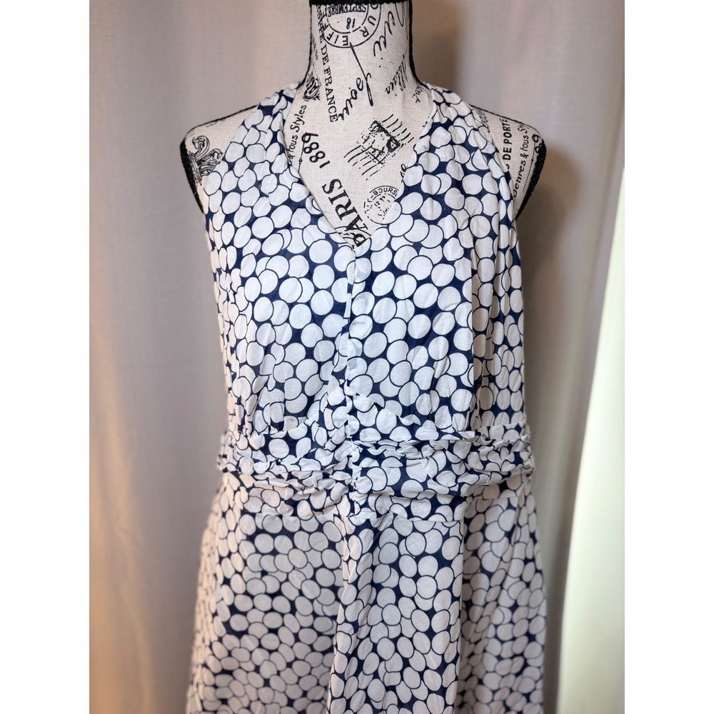 Mercer & Madison Woman Navy White Polka Dot Cotton Halter Dress 18W